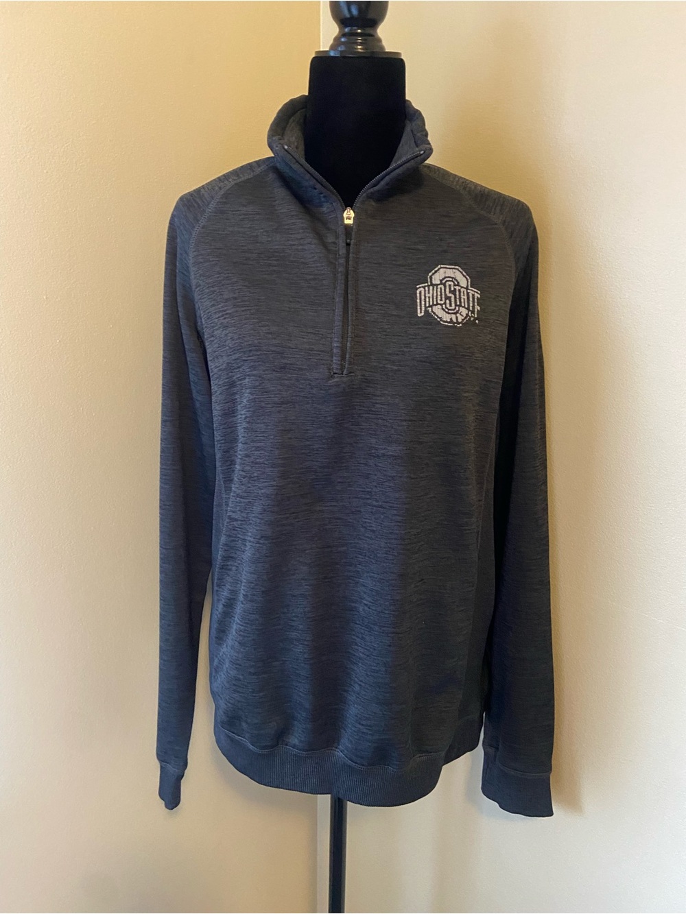 Ohio State Dark Gray Quarter-Zip Pullover Sweater